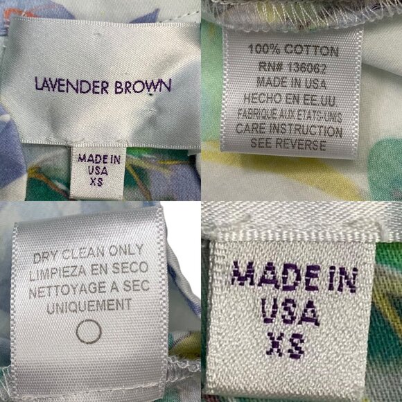 Lavender Brown Blouse Top XS Multicolor Toucan Design Ruffle Cap Sleeve V-Neck - Picture 5 of 12